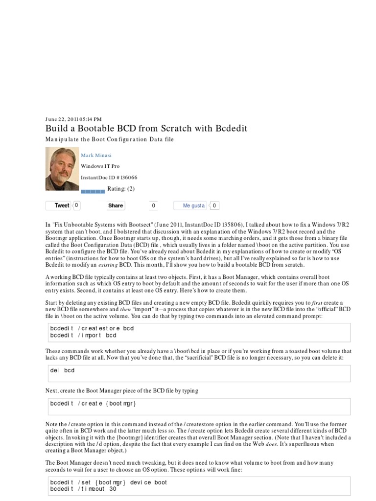 Build a Bootable BCD with Bcdedit | PDF | Booting | Computer File
