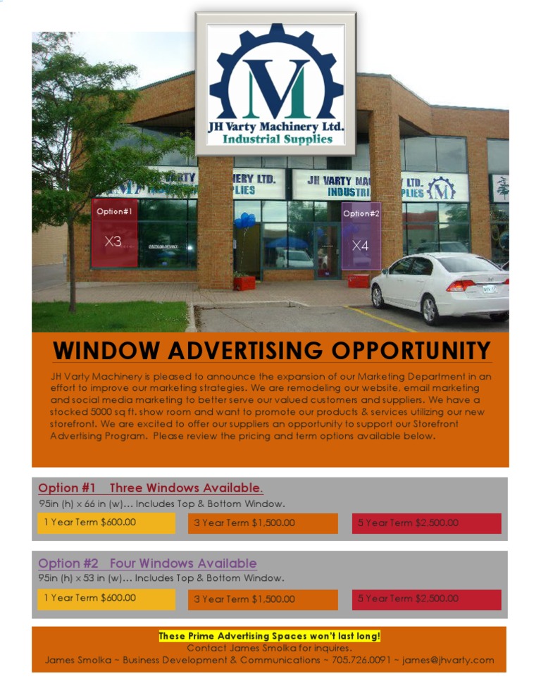 JH Varty Window Advertising Opportunity. | PDF | Business