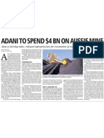 Adani To Spend A$4 Billoion Buying Australian Coal Mining Assets, The Business Standared, September 30, 2010