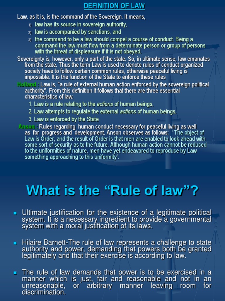 Definition of Law Rule Of Law Sovereignty