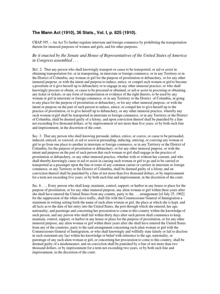White Slave Traffic Act 1910 PDF