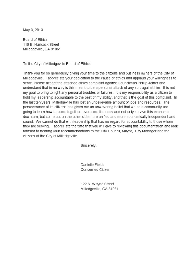 Phillip Joiner Ethics Complaint PDF Per Diem Credit Card