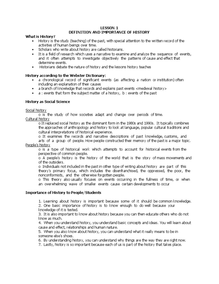 Definition and Importance of History | PDF | Causality | Academia