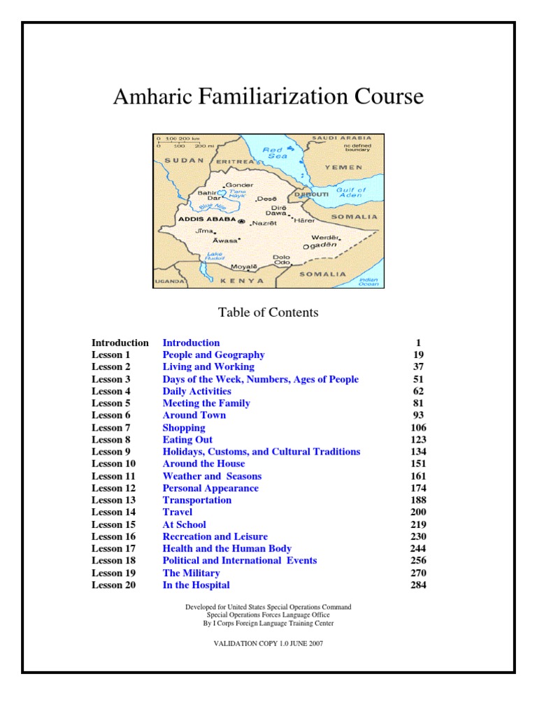 05 Amharic Familiarization Course | PDF | Ethiopia | Plateau