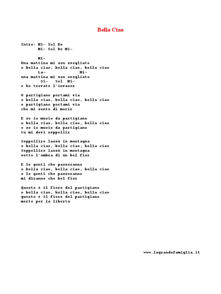bella ciao 1 questa mattina mi sono alzato o bella ciao bella ciao anciens et reunions