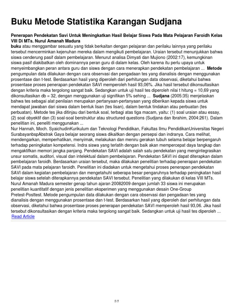 Buku Metode Statistika Karangan Sudjana PDF