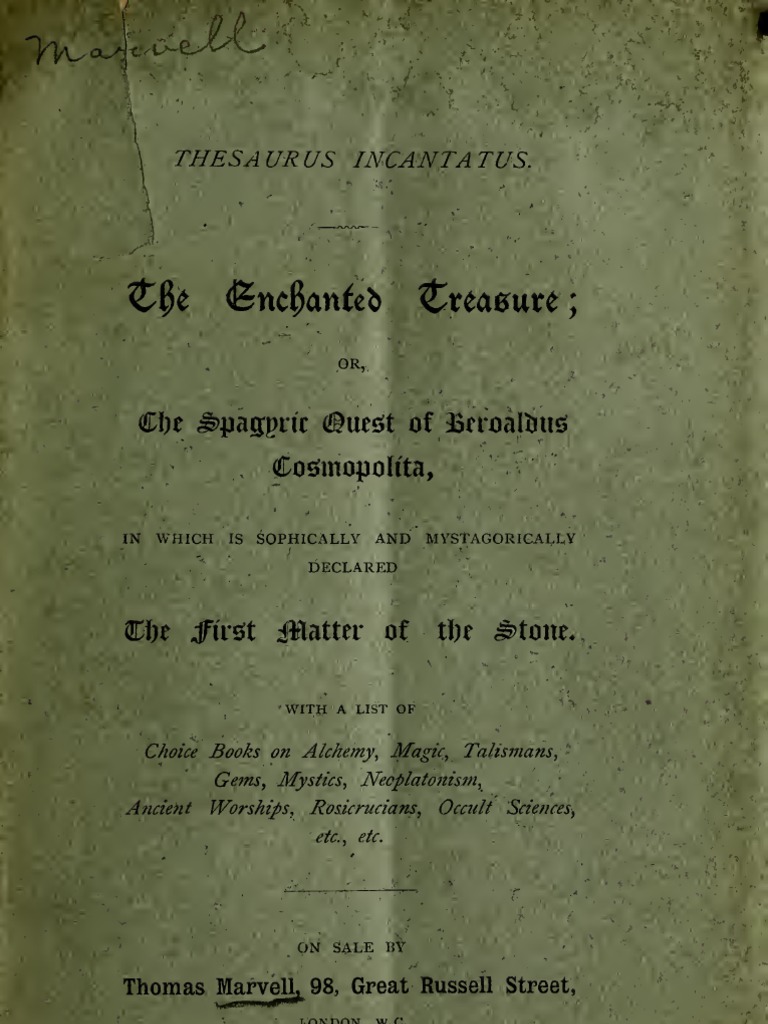 Thesaurus Incantatus by Arthur Machen PDF Alchemy Religion And Belief