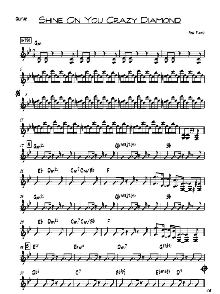 Brit In Jazz Shine On You Crazy Diamond Arrangement Guitar