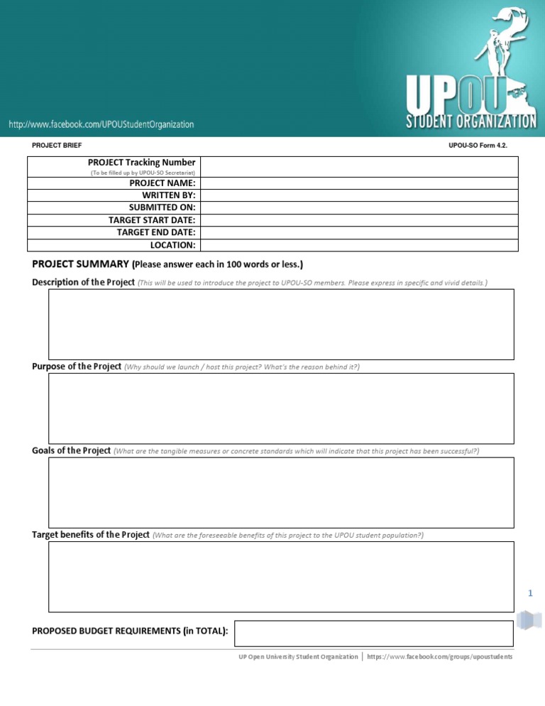 Form 002 UPOU-SO ProjectBrief | PDF
