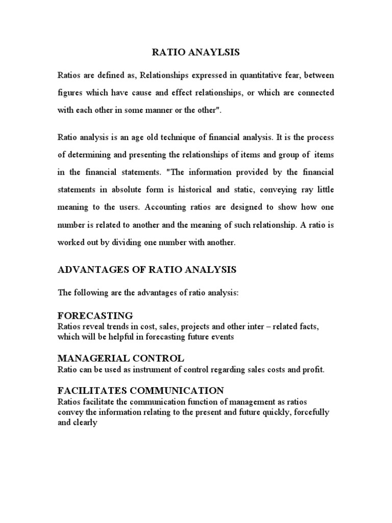 4.ratio Analysis | PDF