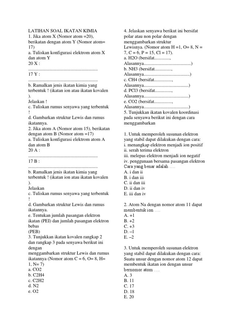 Latihan Soal Ikatan Kimia