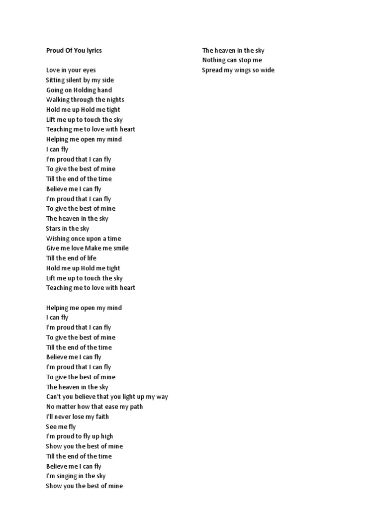 Proud Of You Lyrics