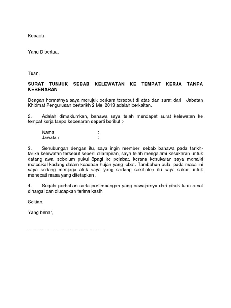 Surat Tunjuk Sebab Masalah Kesihatan