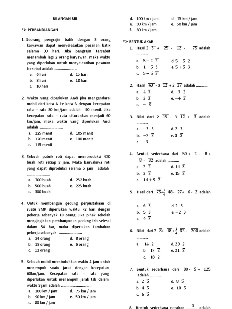 Bilangan Riil | PDF