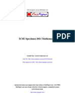 ICSE Specimen 2011 Mathematics: Answer Key / Correct Responses On
