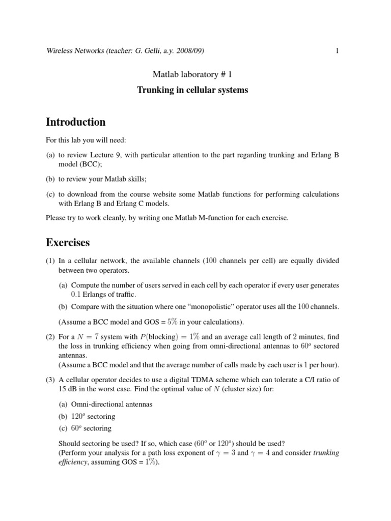 Cellular Network Trunking Analysis Lab | PDF | Cellular Network ...