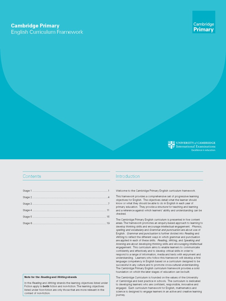 Cambridge Primary English Curriculum Framework | PDF | English Language ...