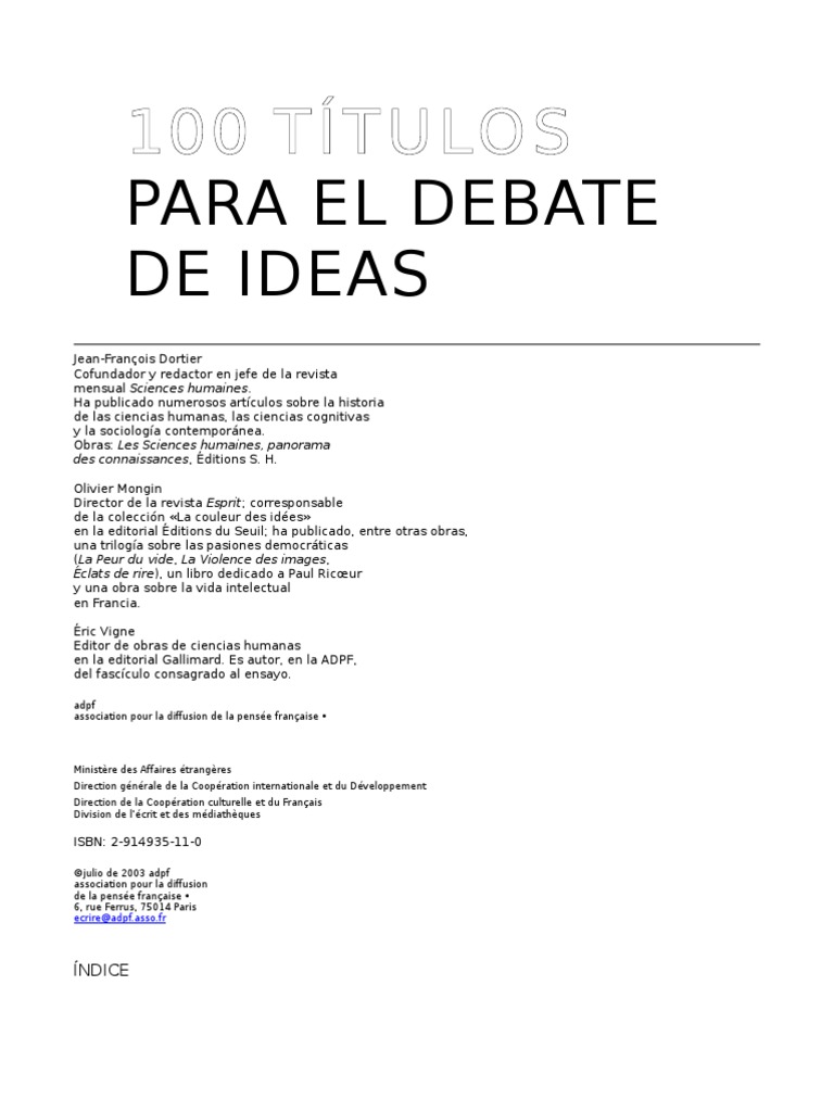 100 Titulos para El Debate de Ideas. | PDF | Antropología | Sociología