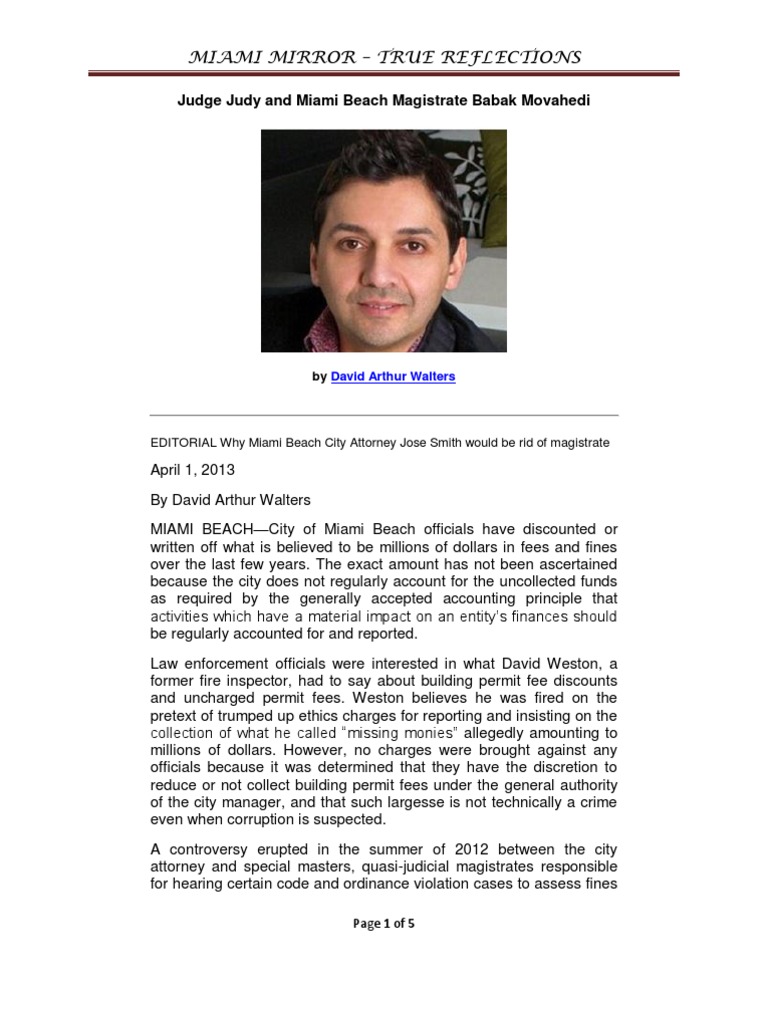 Judge Judy and Miami Beach Magistrate Babak Movahedi PDF Equity