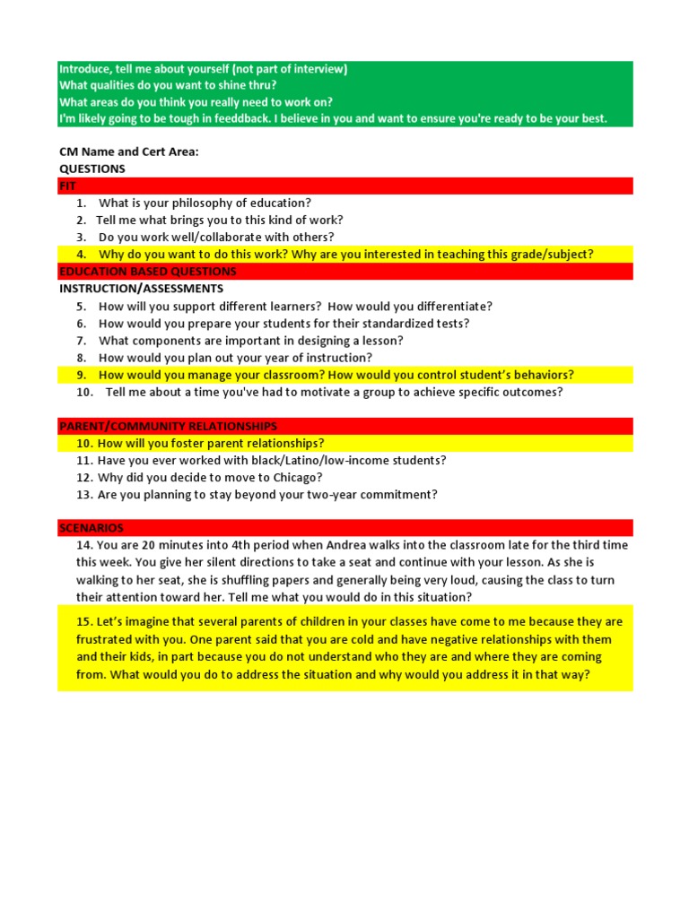 Teacher Interview Preparation Guide | PDF | Career & Growth | Wellness