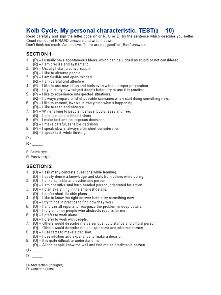 Kolb learning cycle example image