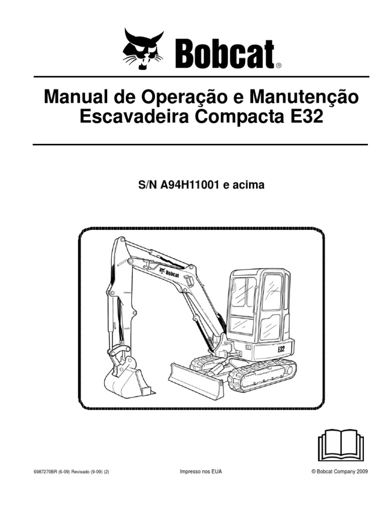 Manual De Operação e Manutenção – Bobcat – Escavadeira Compacta – E32