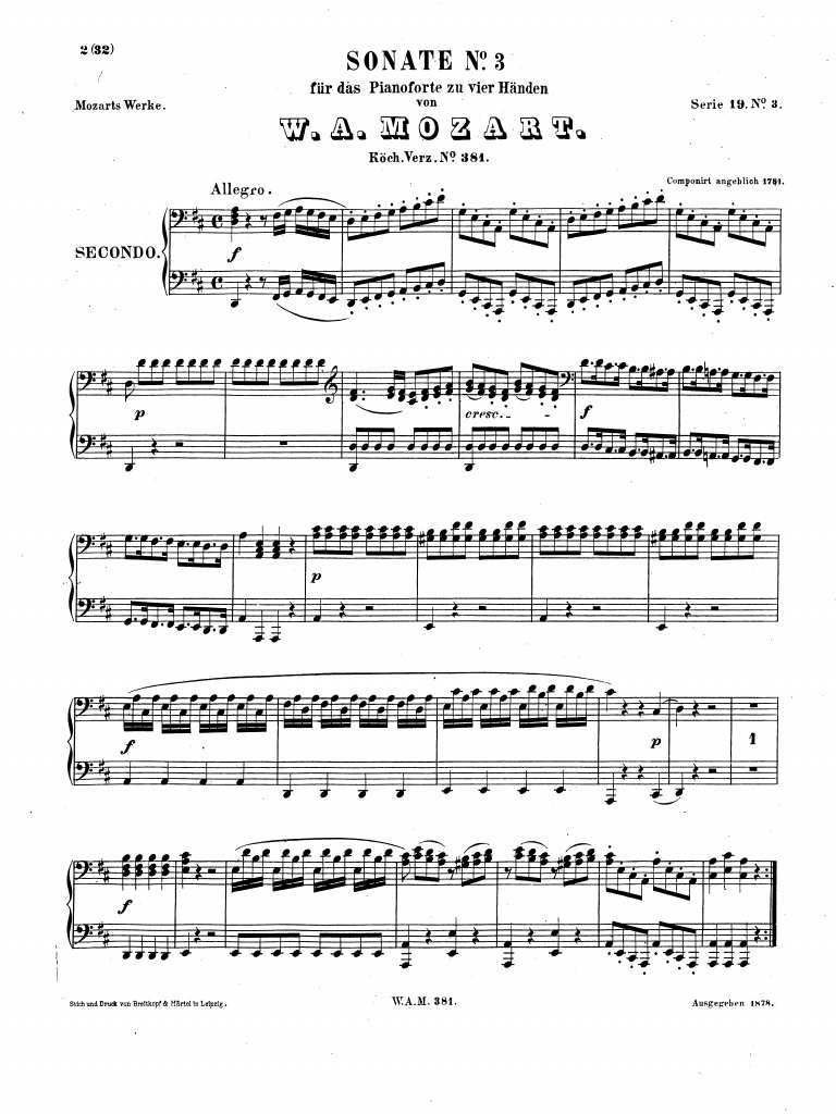 Mozart Sonate 3 Four Hands