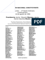 Reforma Constitucional de 1994. Argentina. Debate del 16 de agosto de 1994