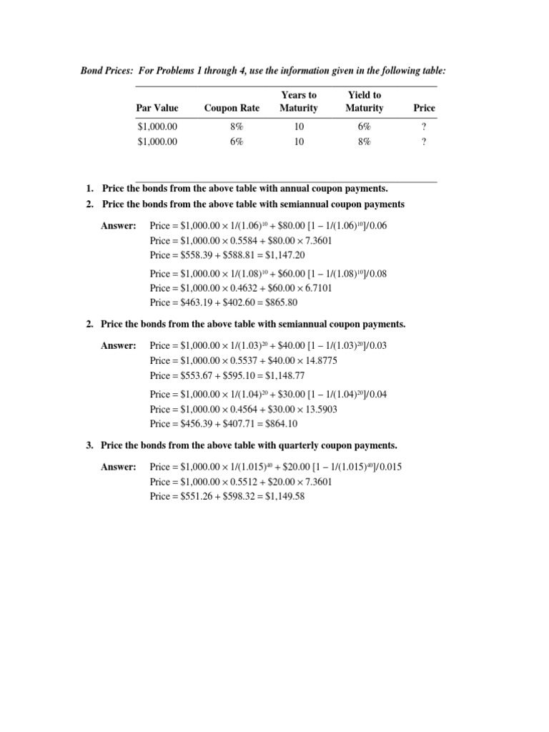 Tutorial Chapter 6 Sol Pdf Coupon Bond Bonds Finance