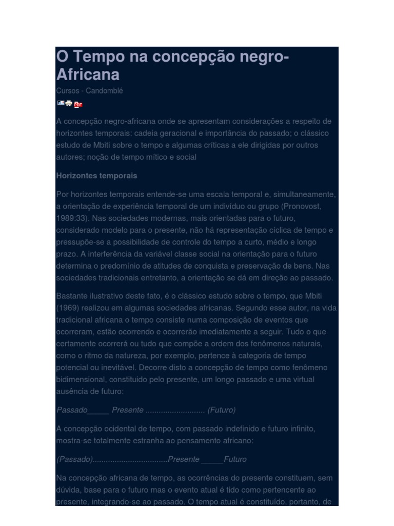 Tempo na Concepção Africana | PDF | Tempo gramatical | Tempo