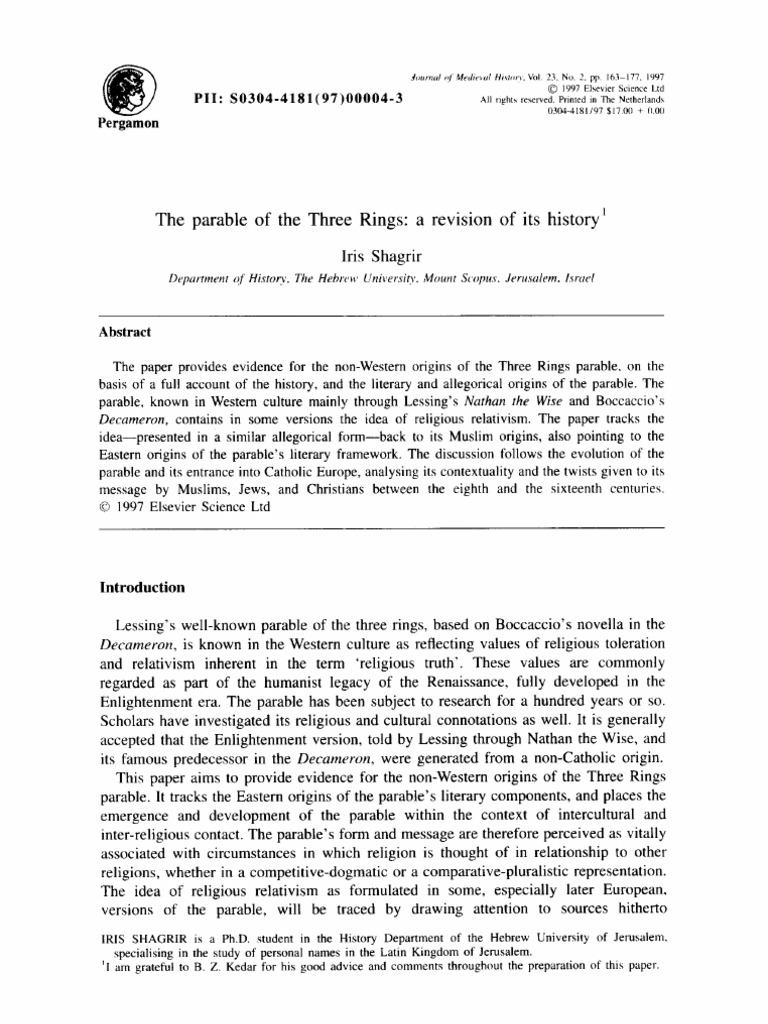 The Parable of The Three Rings PDF God Revelation