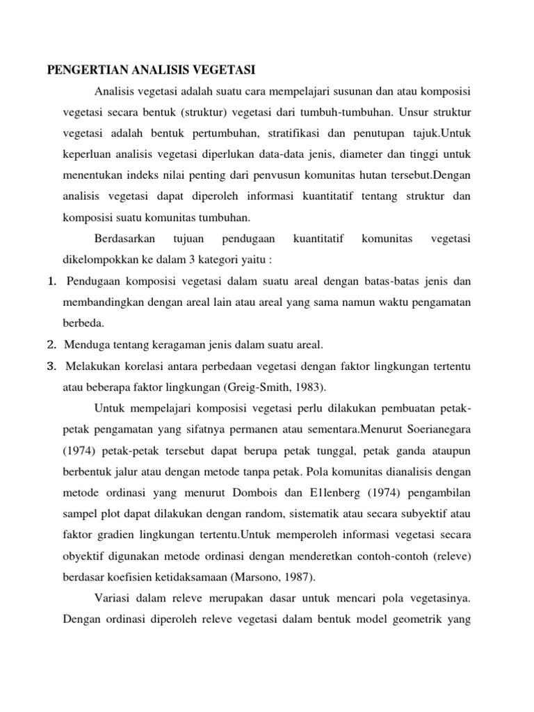 Pengertian Analisis Vegetasi