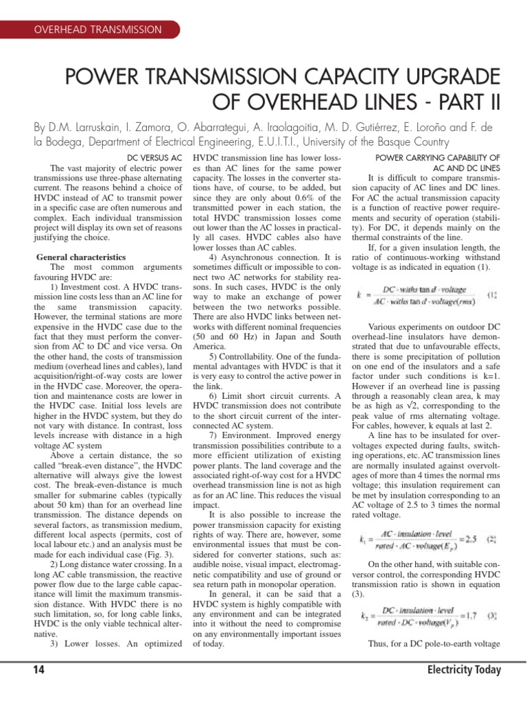 Power Transmission Capacity PDF High Voltage Direct Current