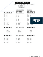 Answer Key: 11 PQRS (Date: 10-07-2011) Review Test-2 Paper-1