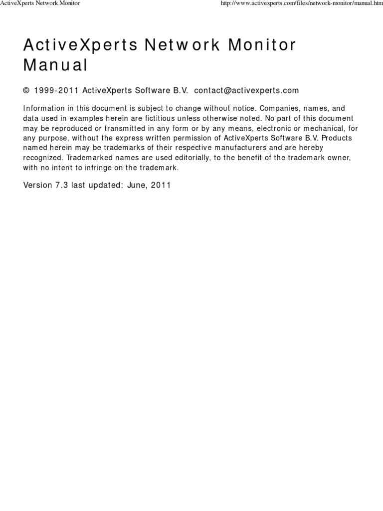 ActiveXperts Network Monitor PDF Windows 2000 Installation