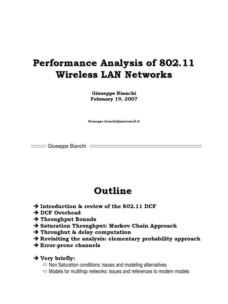 802.11 Wireless LAN Performance Analysis | PDF | Transmission Control ...