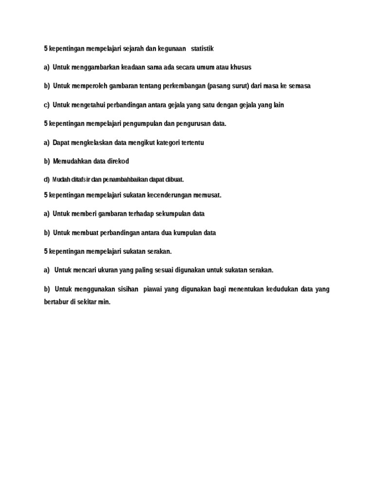 5 Kepentingan Mempelajari Sejarah Dan Kegunaan Statistik Pdf