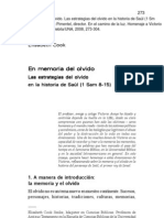 En Memoria Del Olvido. Las Estrategias Del Olvido en La Historia de Saul (1 Sam 8-15)