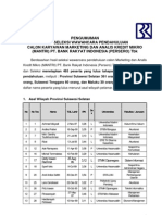 Pengumuman Wawancara Pendahuluan Mantri TAHAP 3