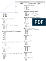 Avaliação de Matemática - Monomios 8ano