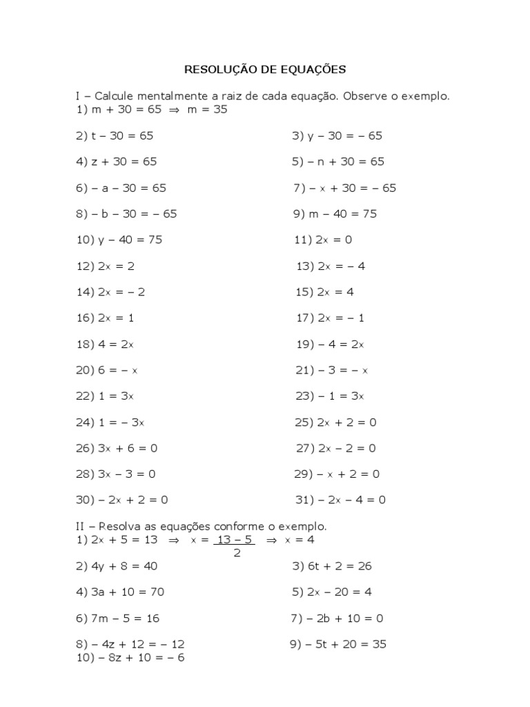 Resolução de Equações Matemáticas | PDF | Métodos e Materiais de Ensino ...