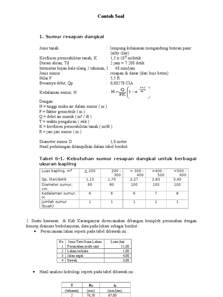 Contoh Soal Drainase
