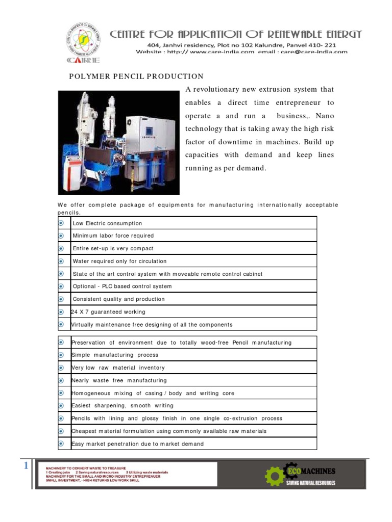 Polymer Pencil Manufacturing Process | PDF | Extrusion | Pencil