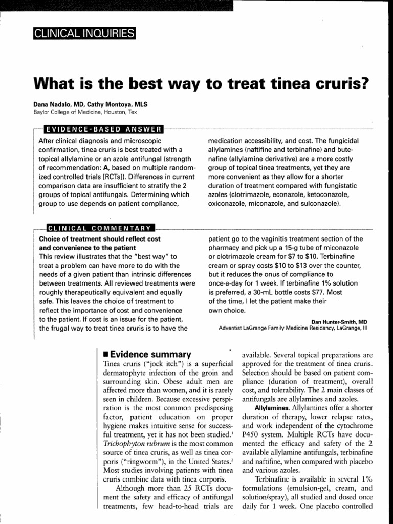 What Is The Best Way To Treat Tinea Cruris? Clinical Inquiries PDF