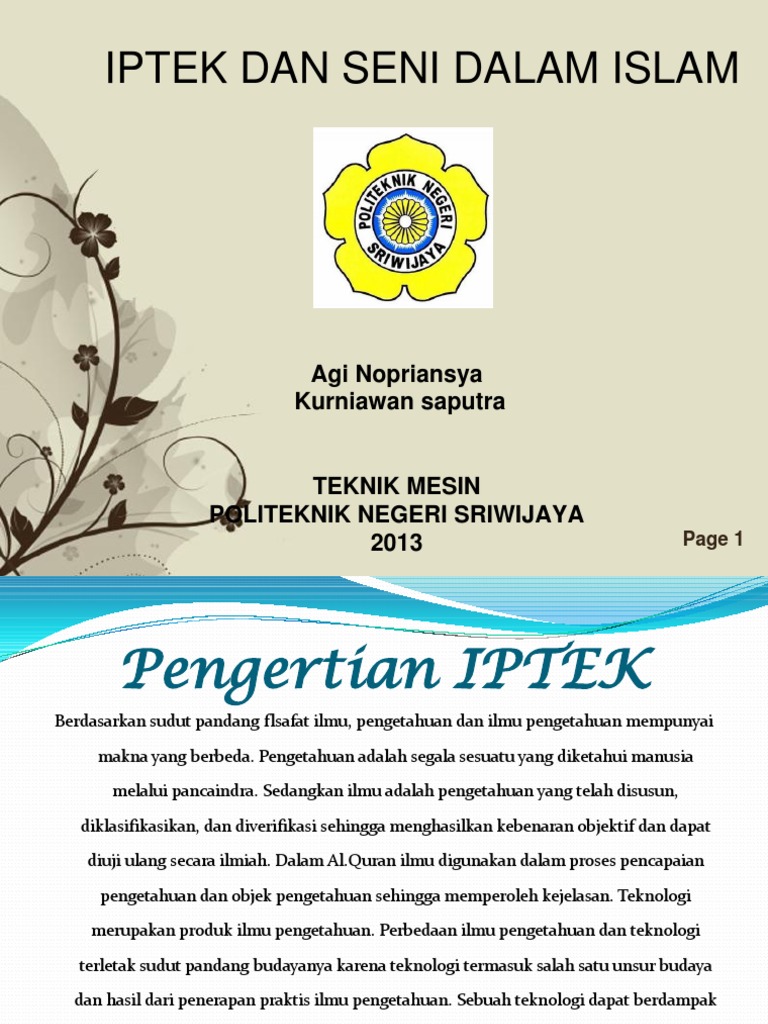 Iptek Dan Seni Dalam Islam
