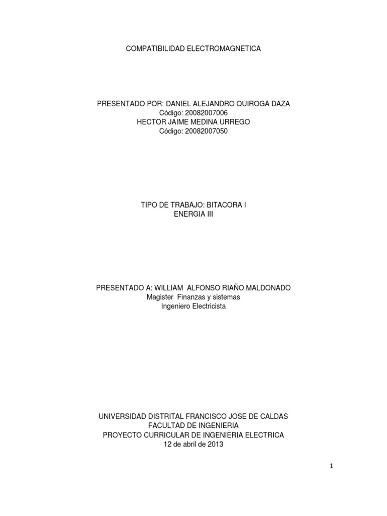 Compatibilidad PDF Radar Corriente eléctrica
