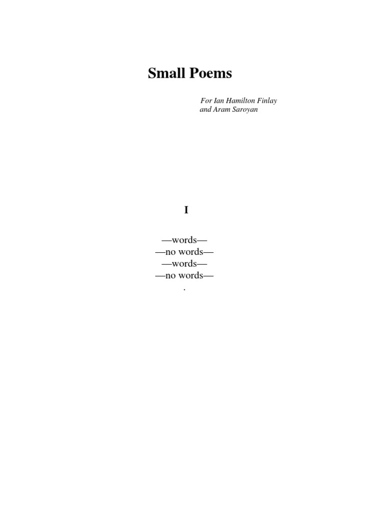 Small Poems: A Minimalist Tribute | PDF