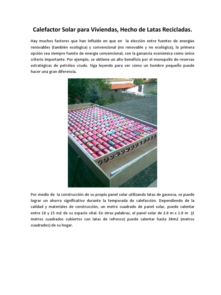 Diagrama De Calentador Solar Con Lata De Refresco Descubre Como