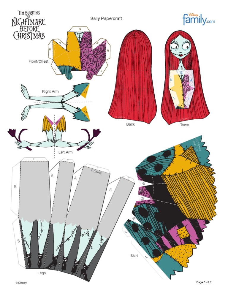 Nightmare Before Christmas Sally Papercraft Printable 1009 | PDF for Free Nightmare Before Christmas Scrapbook Paper Printables