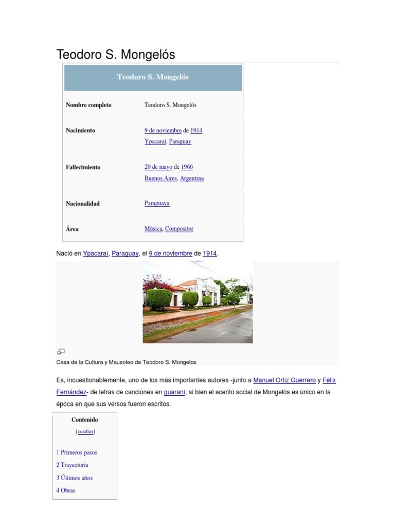 Biografía de Teodoro S. Mongelós | PDF